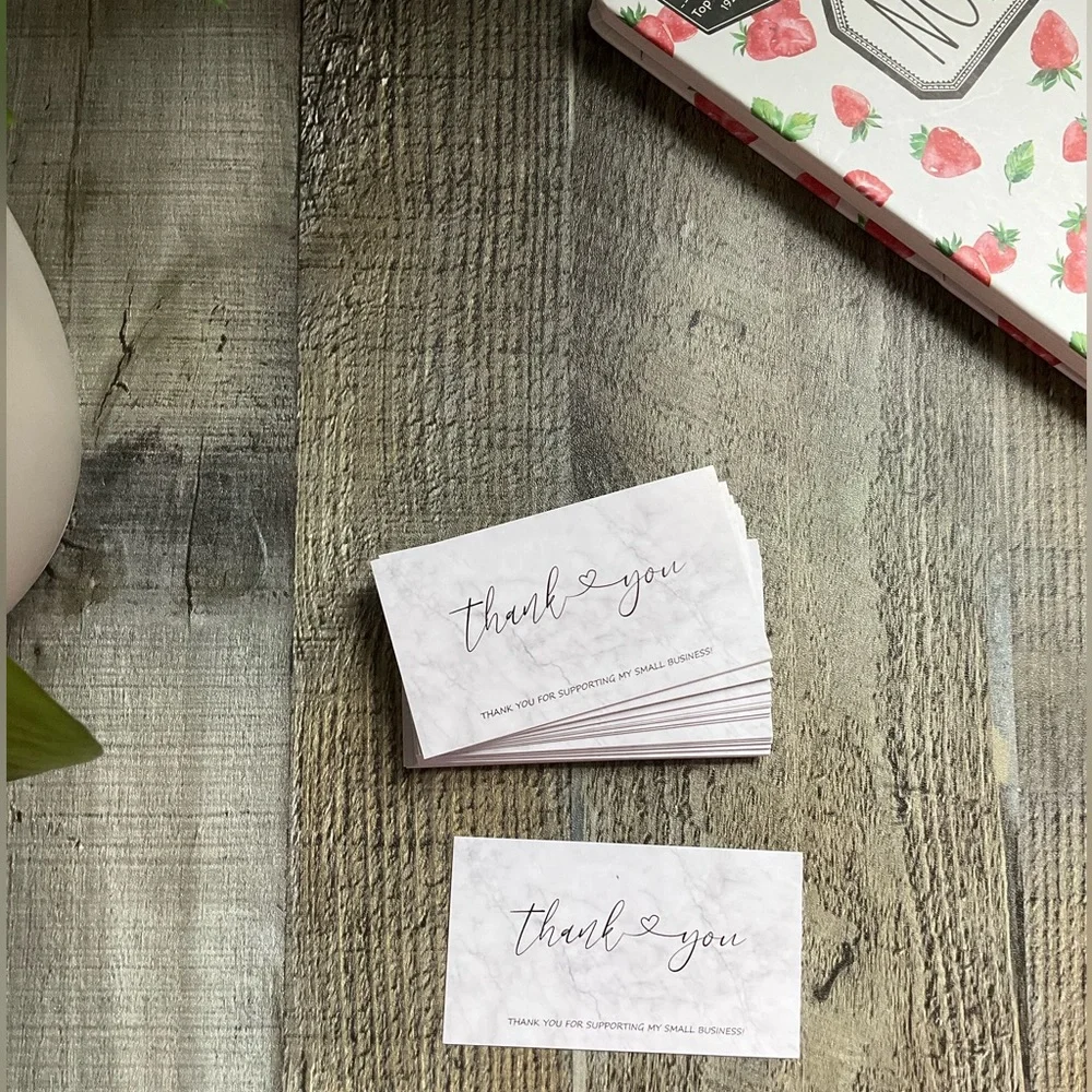 50 Thank You For Supporting My Small Business Cards Marble Print